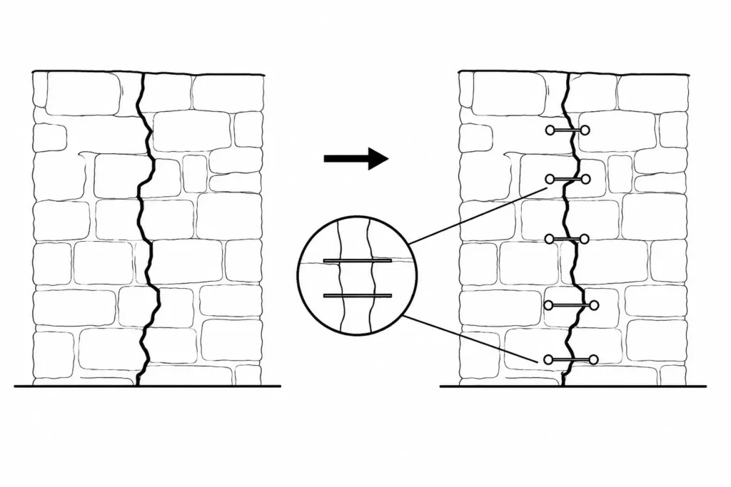 Fissure mur en pierre