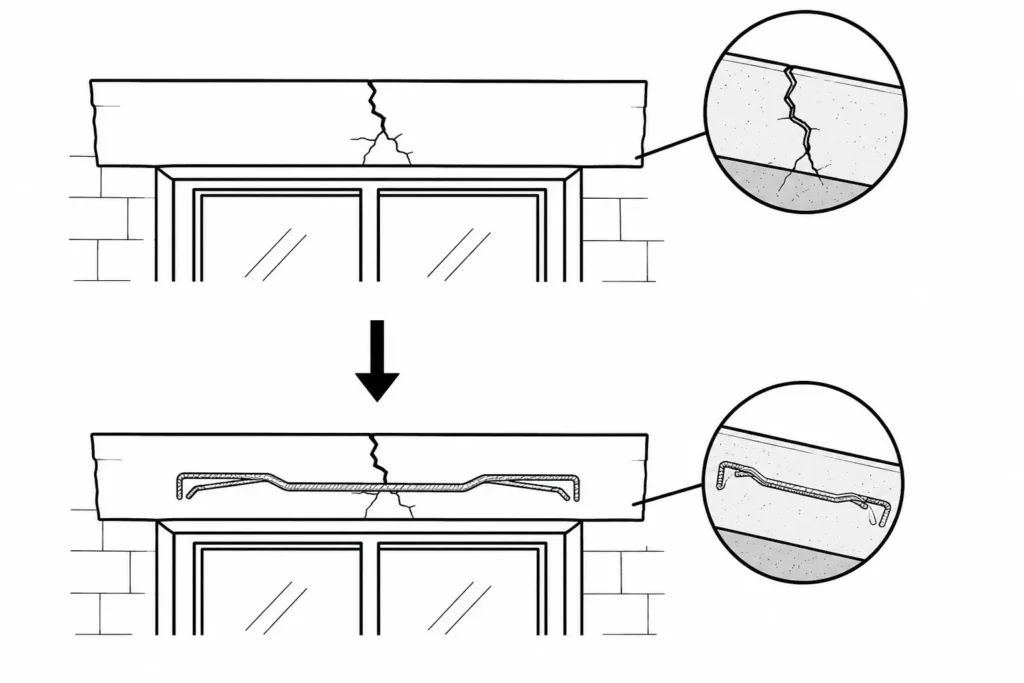 linteau de fenetre fissuré
