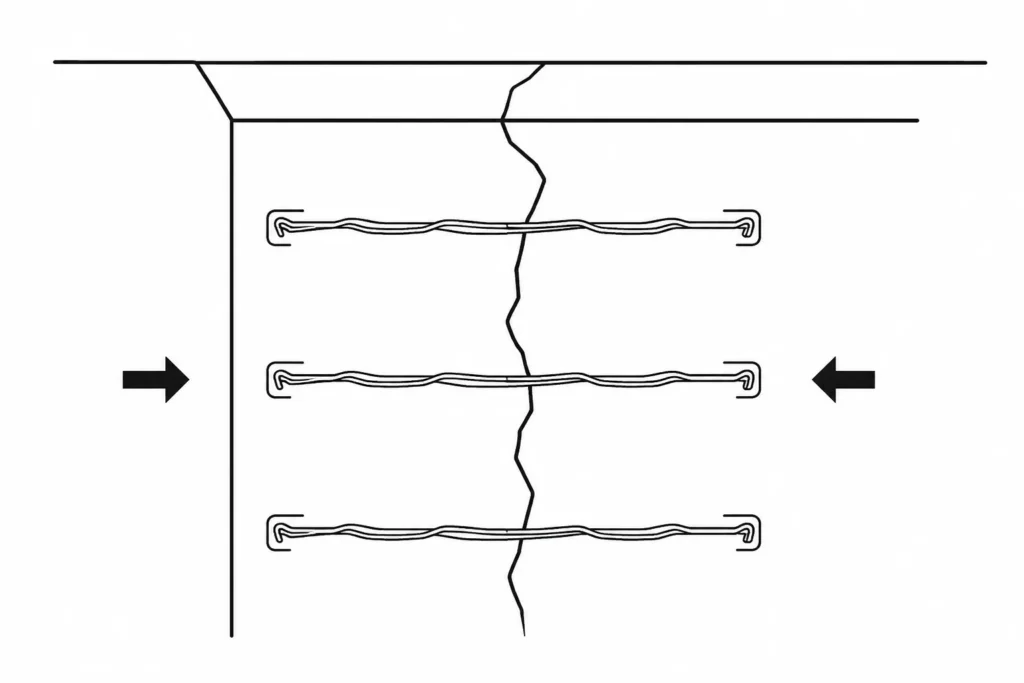 Agrafe fissure mur plafond